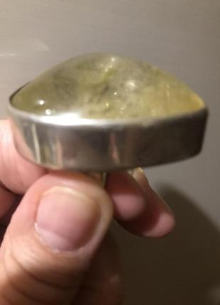 Коллекционный серебряный кольцо с огромным фантомным кварцем вес 50г7 фото