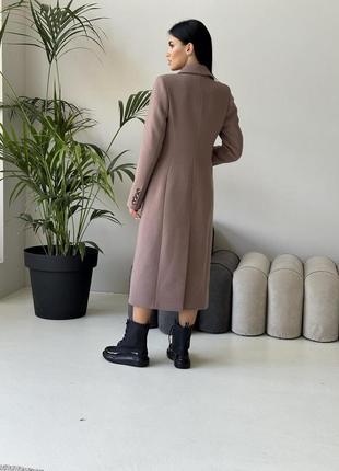 Зимнее женское длинное офисное  двубортное классическое пальто из итальянского кашемира2 фото