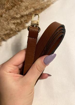 Цепочка на карабинах ручка на сумку коричневая с золотом, ручка на сумку3 фото