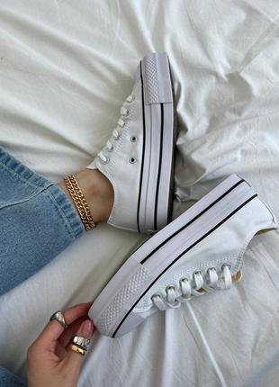 Висока якість! жіночі кеди converse all star low platform white