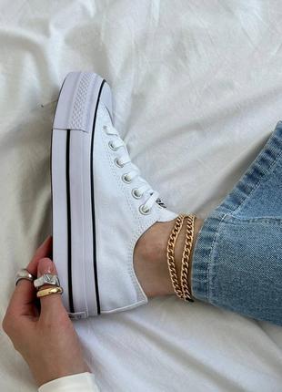 Висока якість! жіночі кеди converse all star low platform white
