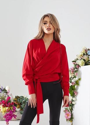 Красная элегантная изящная блуза с 42 по 52 размер