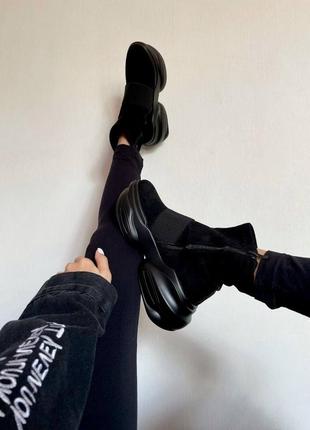 Ботинки женские, sneakers balmain black gold3 фото
