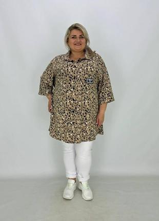 Стильна літня жіноча туніка-сорочка вільного крою з 62 по 76 розмір7 фото