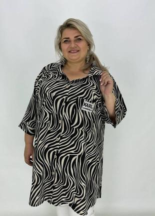Стильна літня жіноча туніка-сорочка вільного крою з 62 по 76 розмір2 фото