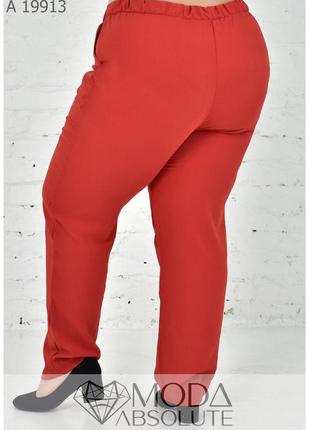 Красные летние женские штаны с креп-жатки на резинке батал с 50 по 80 размер2 фото