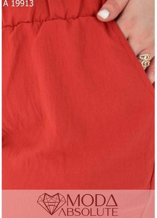 Красные летние женские штаны с креп-жатки на резинке батал с 50 по 80 размер3 фото