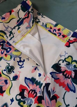 Шикарная брендовая белая юбка миди, в цветочный принт  boden(размер 10)8 фото