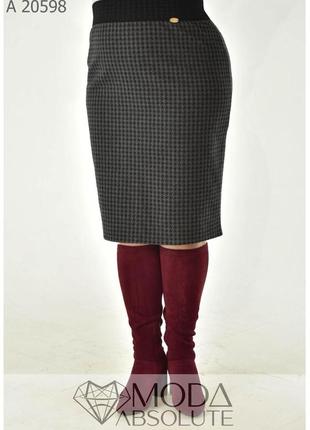 Классическая женская тёплая юбка в деловом стиле из кашемира  с 50 по 80 размер5 фото