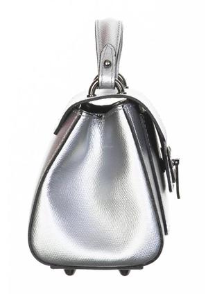 Небольшая сумочка на плечо vera pelle (7715) кожаная серебристая5 фото