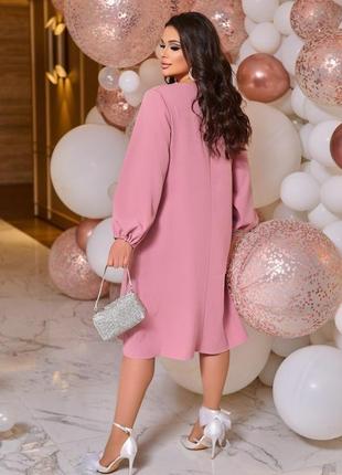 Розовое элегантное и минималистичное платье батал с 50 по 66 размер2 фото