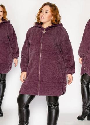 Женское  пальто с альпаки  больших размеров 54-606 фото