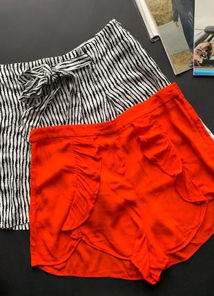 🩳эффектные красные шорты/красные шорты с рюшами/высокие красные шорты🩳