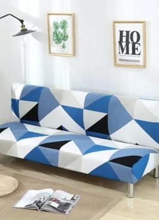 Чехлы на небольшие диваны 2-х местные водоотталкивающие, чехол на диван homytex с рисунком абстракция бежевый10 фото