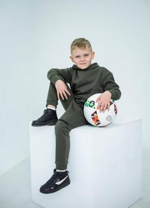 Детский спортивный костюм (худи+штаны) цвета хаки на рост с 110 до 134 см3 фото