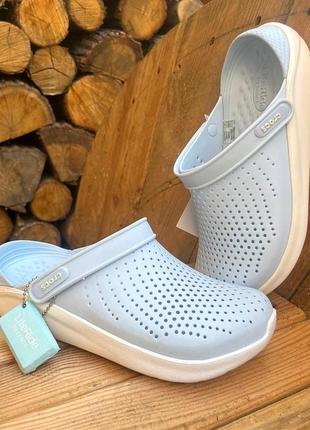 Жіночі крокси crocs literide clog mineral blue/white1 фото