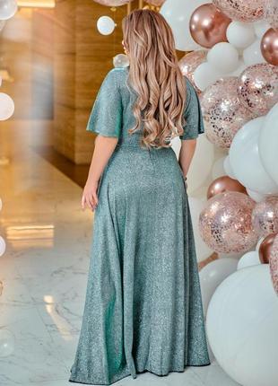 Шикарне вечірнє плаття довжини максі смарагдового кольору батал з 50-56 розмір2 фото