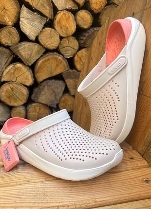 Жіночі крокси crocs literide clog powder/white2 фото