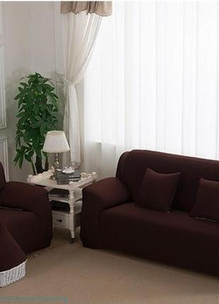 Чохли на маленькі дивани 2-місні дивани, чохол на диван-малятку двомісні біфлекс коричневий5 фото