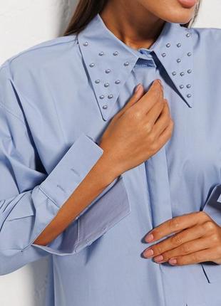 Женская удлиненная классическая рубашка с длинным рукавом5 фото