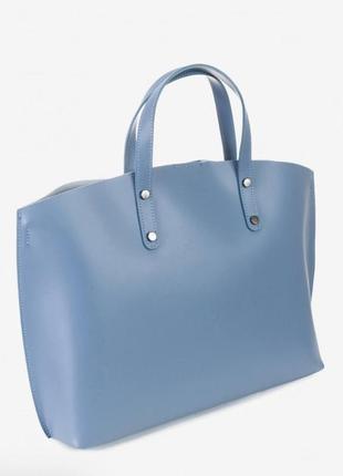 Женская сумка-шопер из натуральной кожи vera pelle 0476 синий2 фото