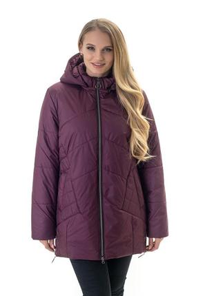 Демисезонная женская  куртка с молниями по бокам батал с 52 по 70 размер