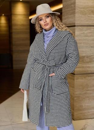 Модне демісезонне жіноче пальто з кашеміру з капюшоном батал із 54 по 64 розмір6 фото