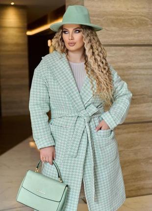 Модне демісезонне жіноче пальто з кашеміру з капюшоном батал із 54 по 64 розмір8 фото