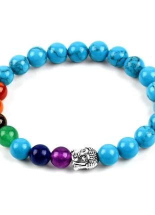 Браслет семь чакр с  бирюзой и буддой