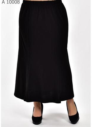 Черная летняя женская длинная юбка из масла батал с 68 по 80 размер4 фото