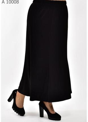 Черная летняя женская длинная юбка из масла батал с 68 по 80 размер3 фото