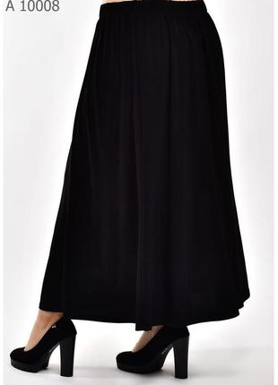 Черная летняя женская длинная юбка из масла батал с 68 по 80 размер2 фото
