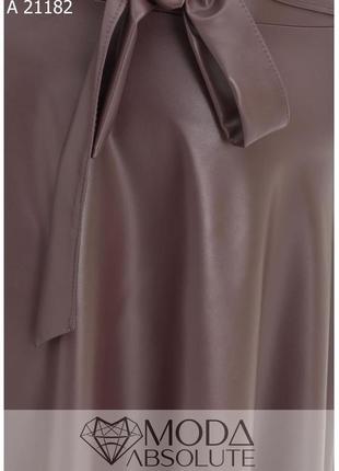 Коричневая стильная юбка миди из эко-кожи на трикотажной основе батал с 50 по 74 размер4 фото