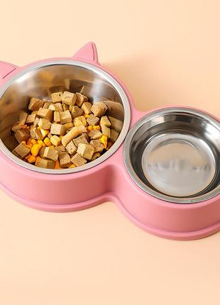 Миска для кішок taotaopets 132215 pink з металевою мискою ku-222 фото