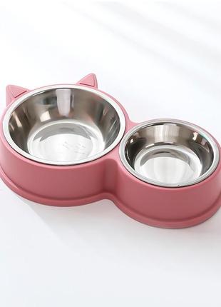 Миска для кішок taotaopets 132215 pink з металевою мискою ku-223 фото