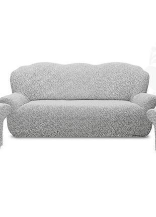 Натяжні чохли на дивани та крісла знімні, чохол для дивана та крісла жакардовий кремовий ванільний4 фото