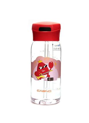 Бутылка спортивная для воды пластиковая casno 400 мл kxn-1195 красная (краб) с соломинкой ku-22