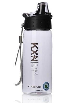 Пляшка спортивна для води пластикова для тренувань casno 580 мл kxn-1179 сіра ku-226 фото