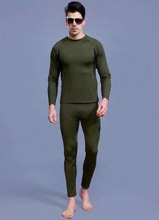 Термобелье мужское lesko a152 l green приятный к коже облегающий костюм для тренировок2 фото