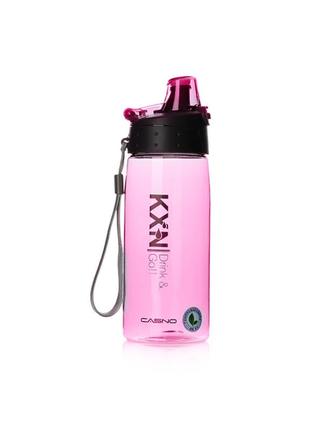 Пляшка спортивна для води пластикова для тренувань casno 580 мл kxn-1179 рожева ku-221 фото