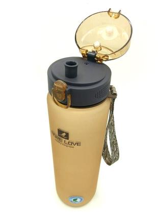 Пляшка спортивна для води пластикова для тренувань casno 1050 мл mx-5041 more love коричнева ku-224 фото