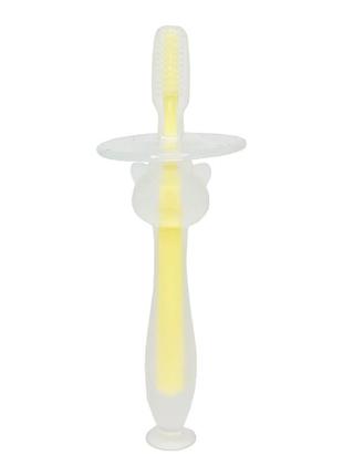 Силіконова зубна щітка з обмежувачем жовта, у пак. 16*8см, тм megazayka