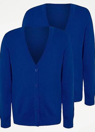 Школьный кардиган ярко-синий электрик george трикотажный, 1 штука, размеры 98-152