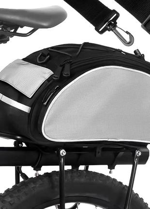 Велосумка рюкзак на багажник trizand 14096 велосипедна сумка торба для велосипеда універсальна сіро-чорна велика 13 л польща!