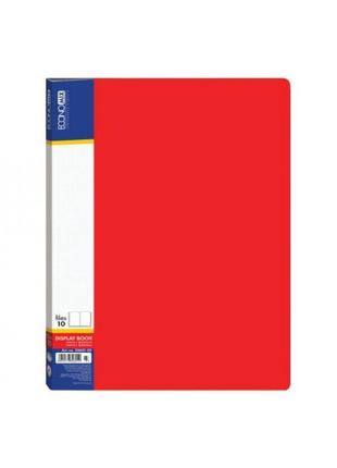 Папка с файлами economix, а4, 10 файлов, пластиковая, красная, (е30601-03)