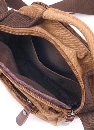 Стильна чоловіча сумка зі щільного текстилю 21245 vintage коричнева4 фото