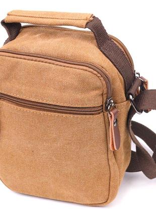 Стильна чоловіча сумка зі щільного текстилю 21245 vintage коричнева2 фото