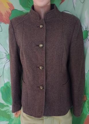 Жакет шерсть/шерстяной wool  пиджак на пуговицах next wool в винтажном стиле коричневого цвета
