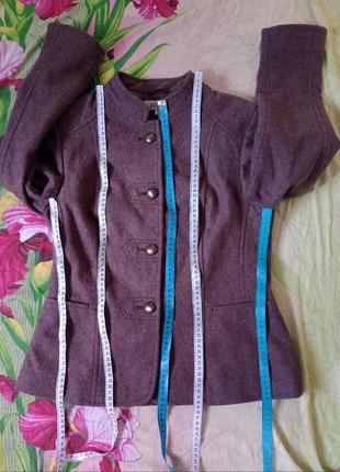 Жакет шерсть/шерстяной wool  пиджак на пуговицах next wool в винтажном стиле коричневого цвета3 фото