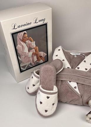 Халат жіночий maison d'or lavoine long hearts dark lilac s